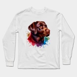 Bright Watercolor Chocolate Labrador Long Sleeve T-Shirt